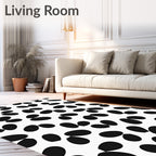 Abstract Black Spotty Design Rug