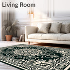 Elaborate Floral Scrollwork Medallion Design Rug