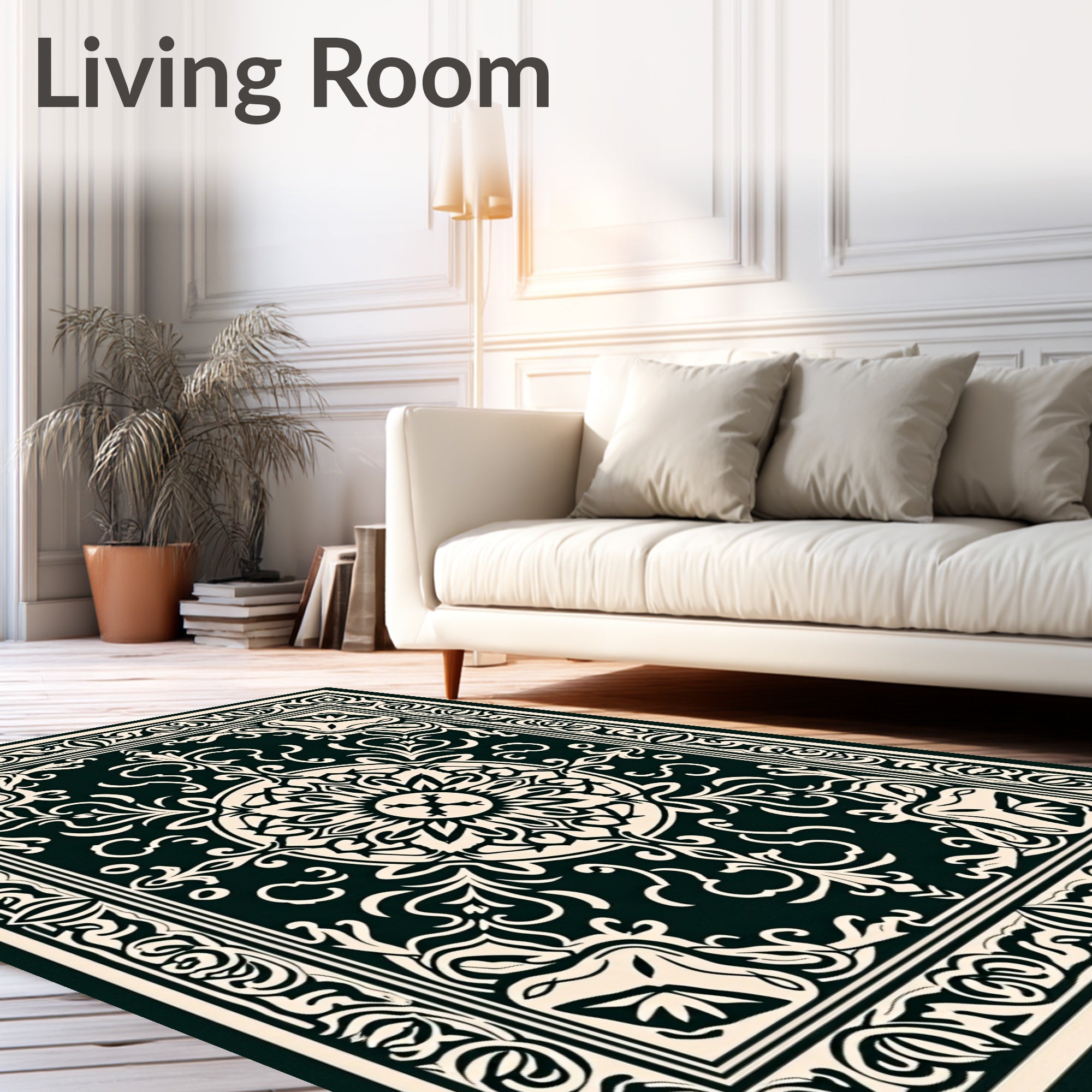 Elaborate Floral Scrollwork Medallion Design Rug