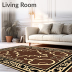 Brown Cream Intricate Medallion Rug