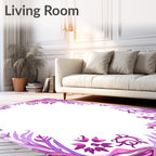 Abstract Floral Pink Purple Border Rug
