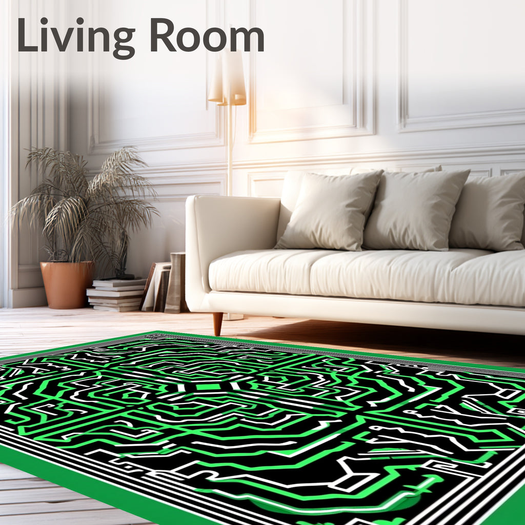 Abstract Circuit Board Pattern Rug