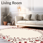 Maroon Floral Vine Pattern Rug