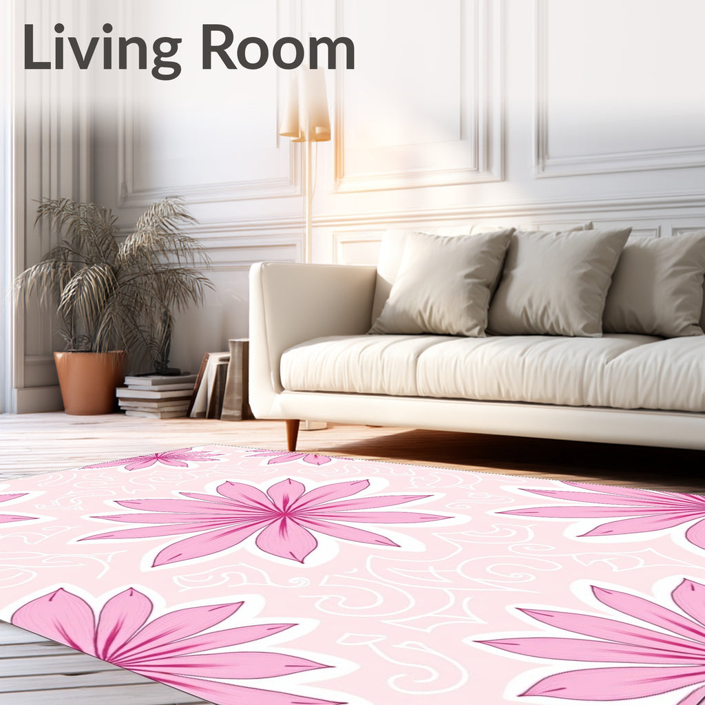 Pink Petal Floral Swirls Rug