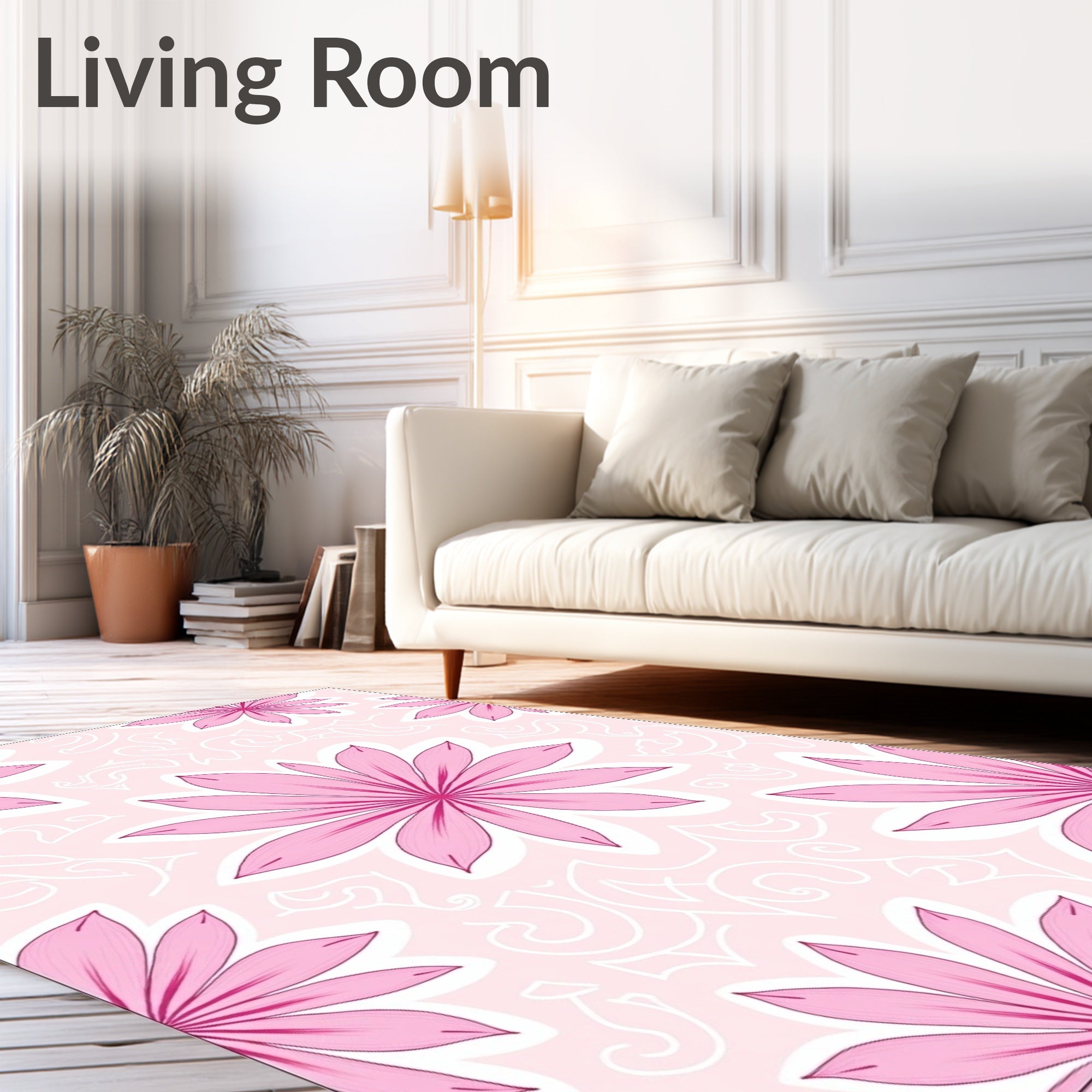 Pink Petal Floral Swirls Rug
