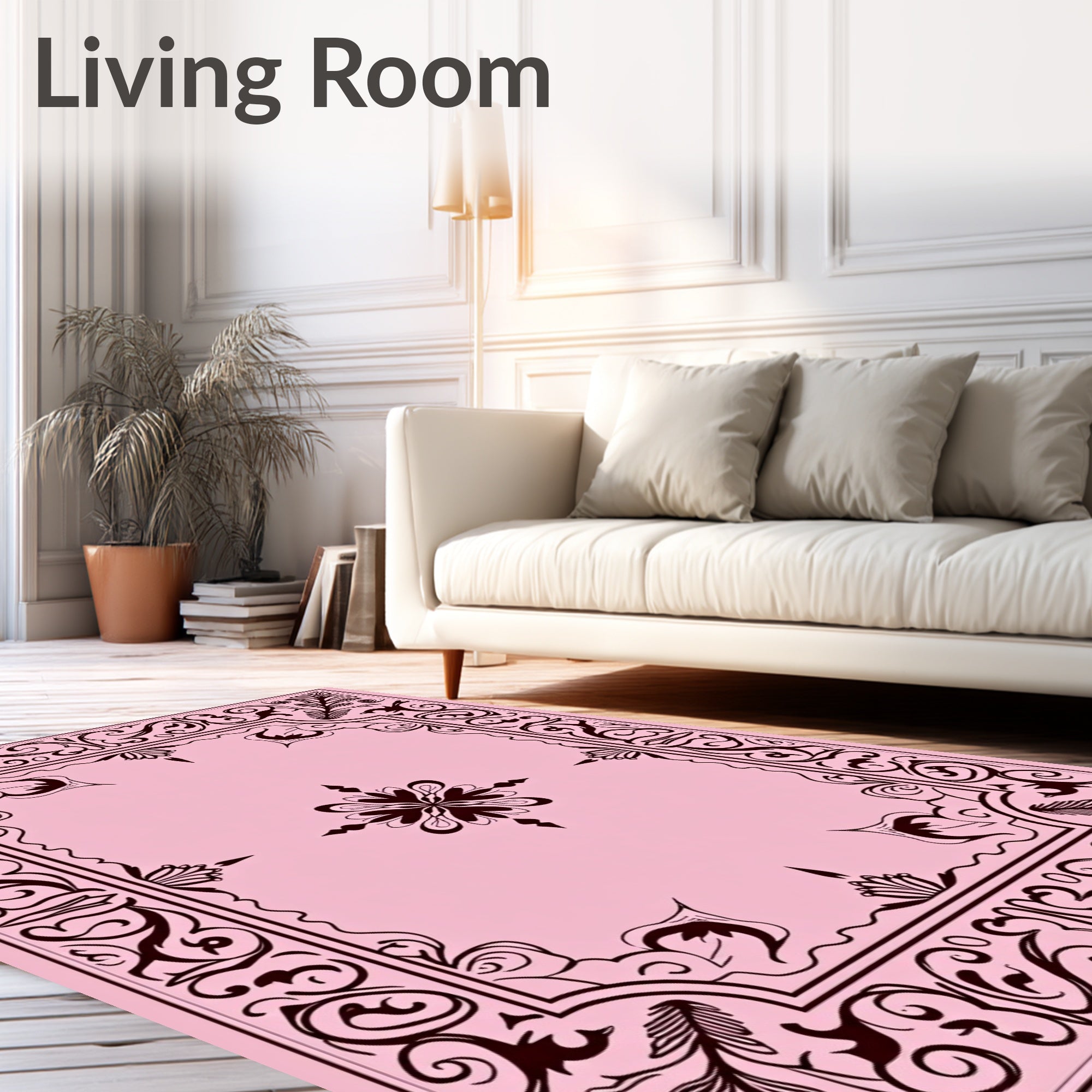 Elegant Floral Scrollwork Decorative Pattern Rug