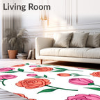 Pink Orange Floral Pattern Rug