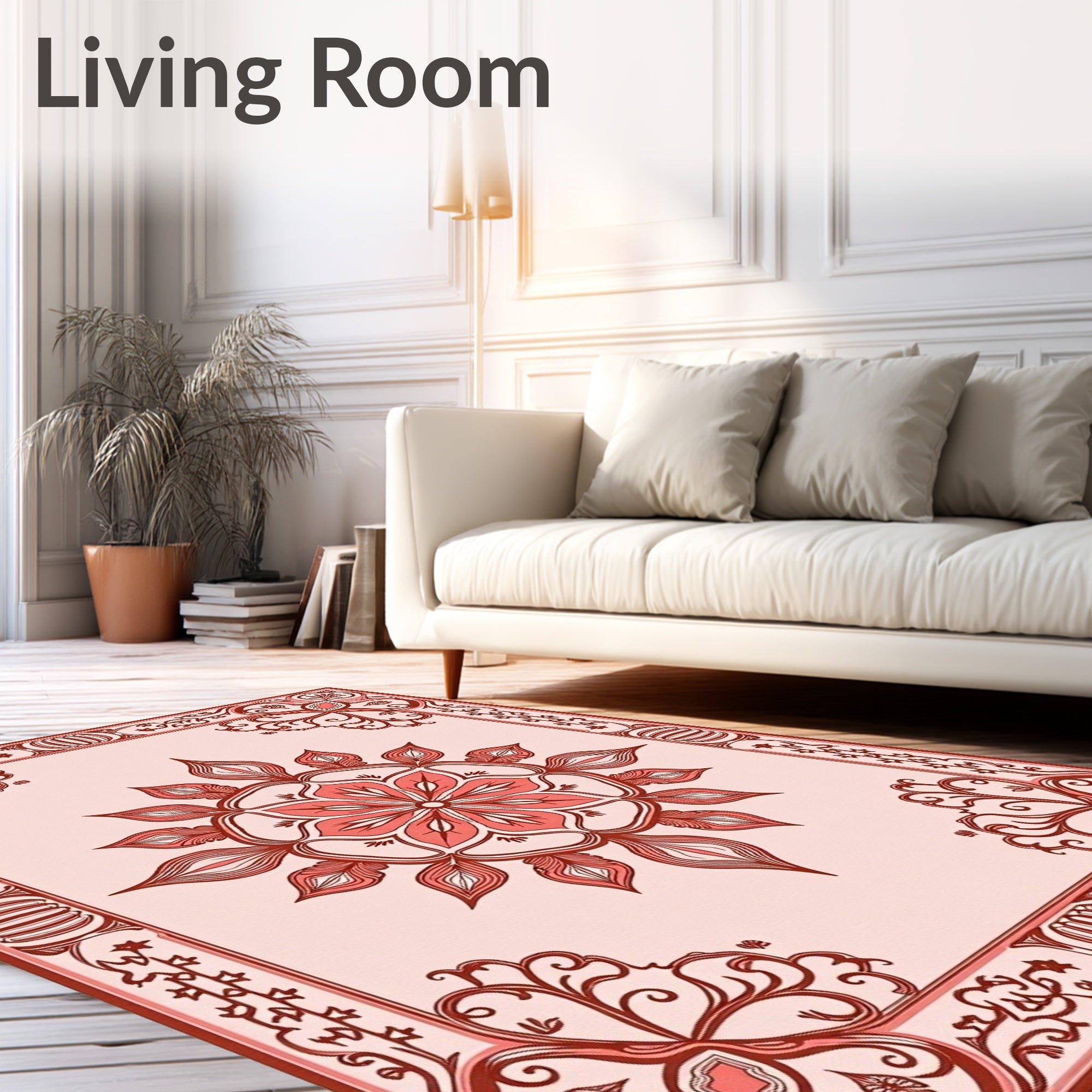Vintage Floral Medallion Border Design Rug