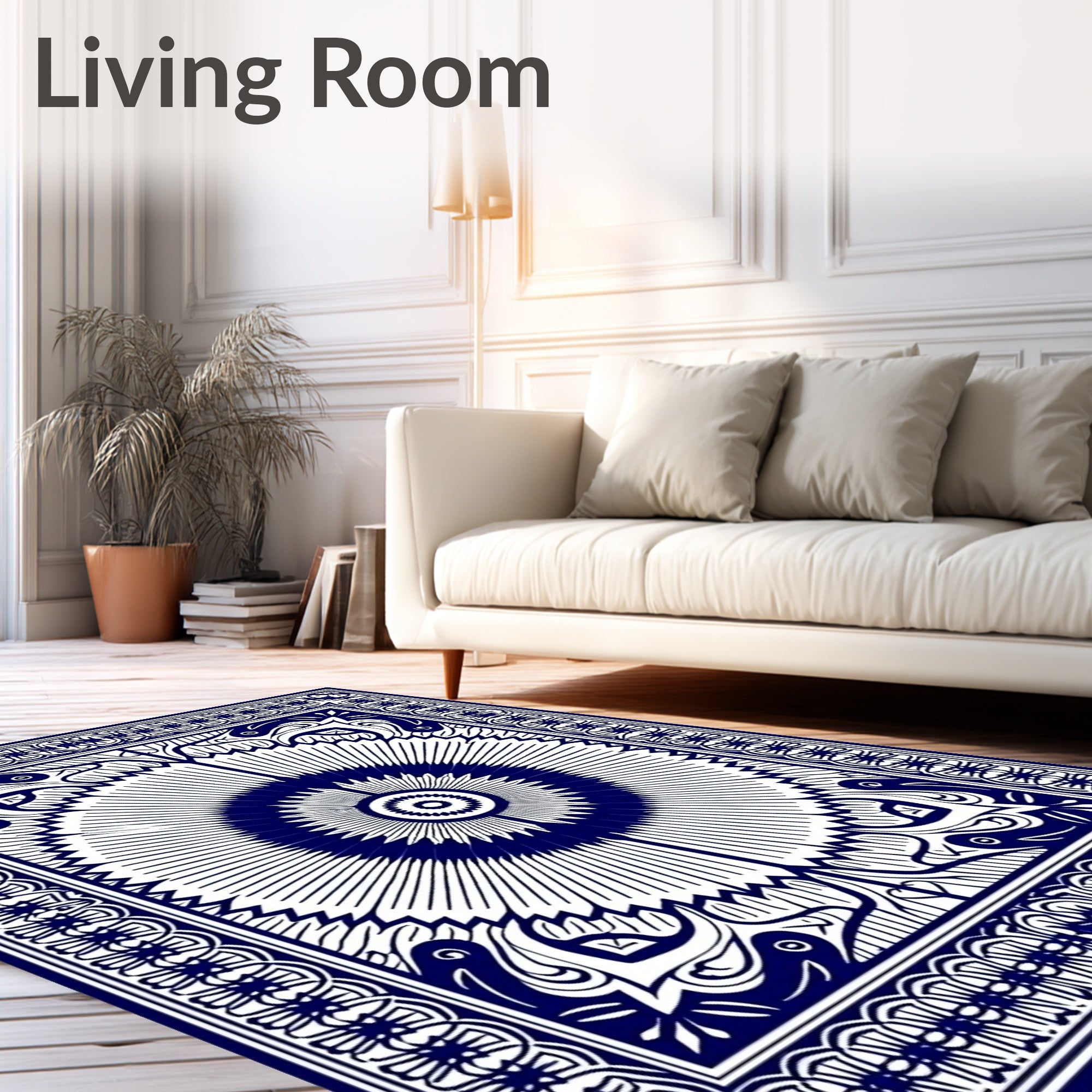 Classic Blue Sunburst Ornamental Rug