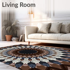 Brown Earth Toned Geometric Mandala Rug