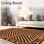Bold Checkered Maze Linear Design Rug