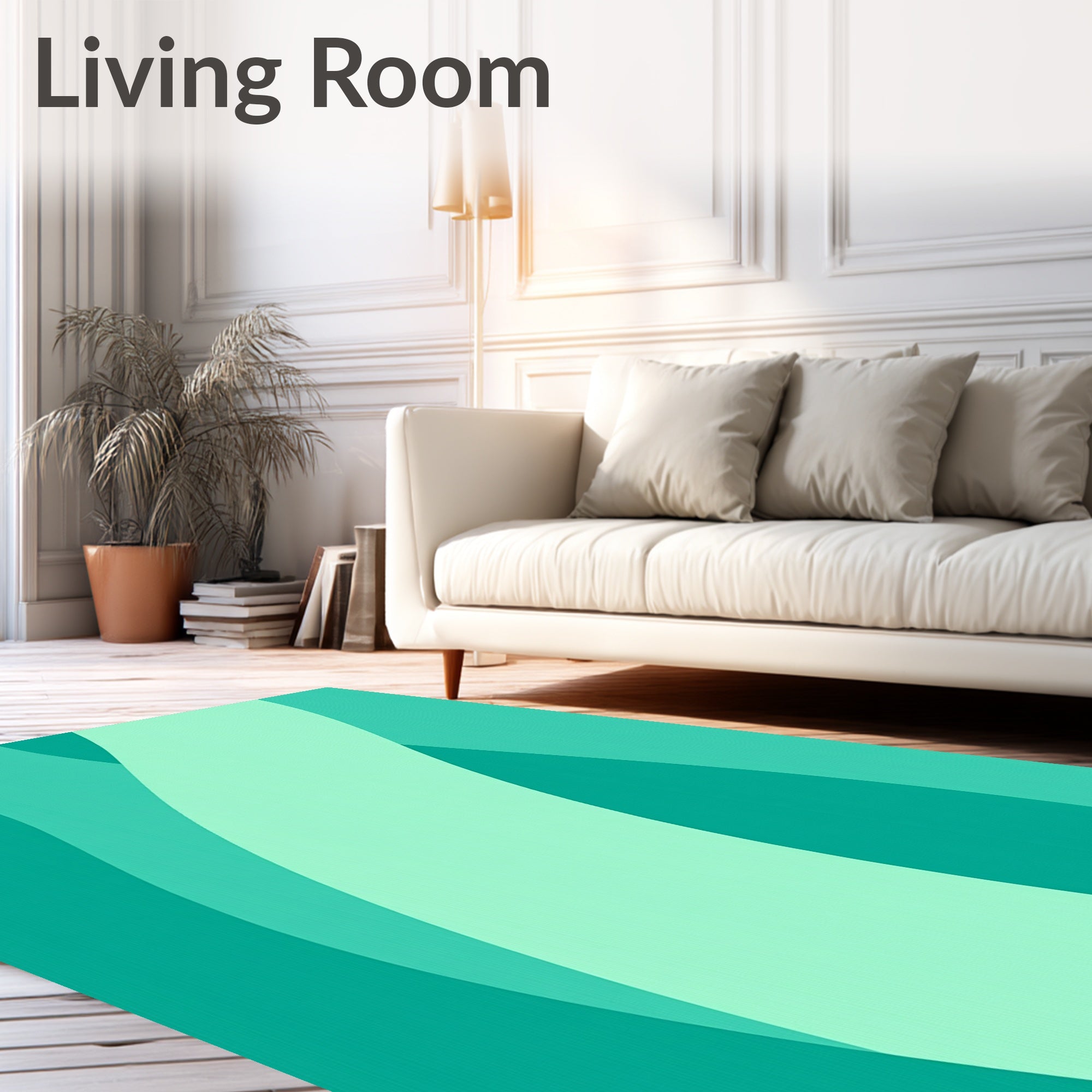 Teal Wave Pattern Design Rug