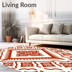 Red Floral Medallion Geometric Pattern Rug