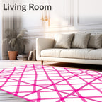 Bold Pink Grid Pattern Rug