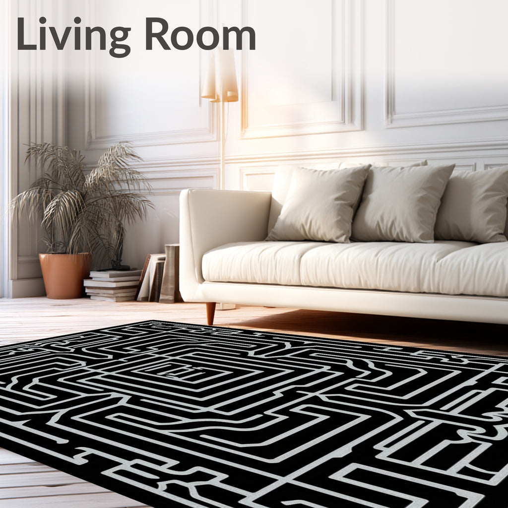 Abstract Geometric Maze Design Rug