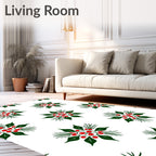Holiday Red Green Mistletoe Wreath Rug