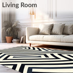Abstract Striped Maze Pattern Rug