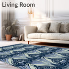 Art Deco Arch Floral Blue Gray Pattern Rug