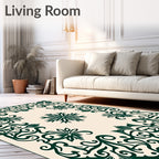 Ornate Green Floral Filigree Pattern Rug