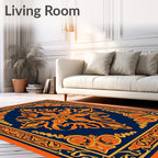 Intricate Floral Medallion Deep Blue Rug