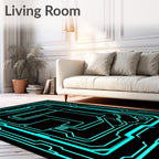 Neon Circuit Board Pattern Rug