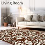 Ornate Floral Damask Scrollwork Design Rug