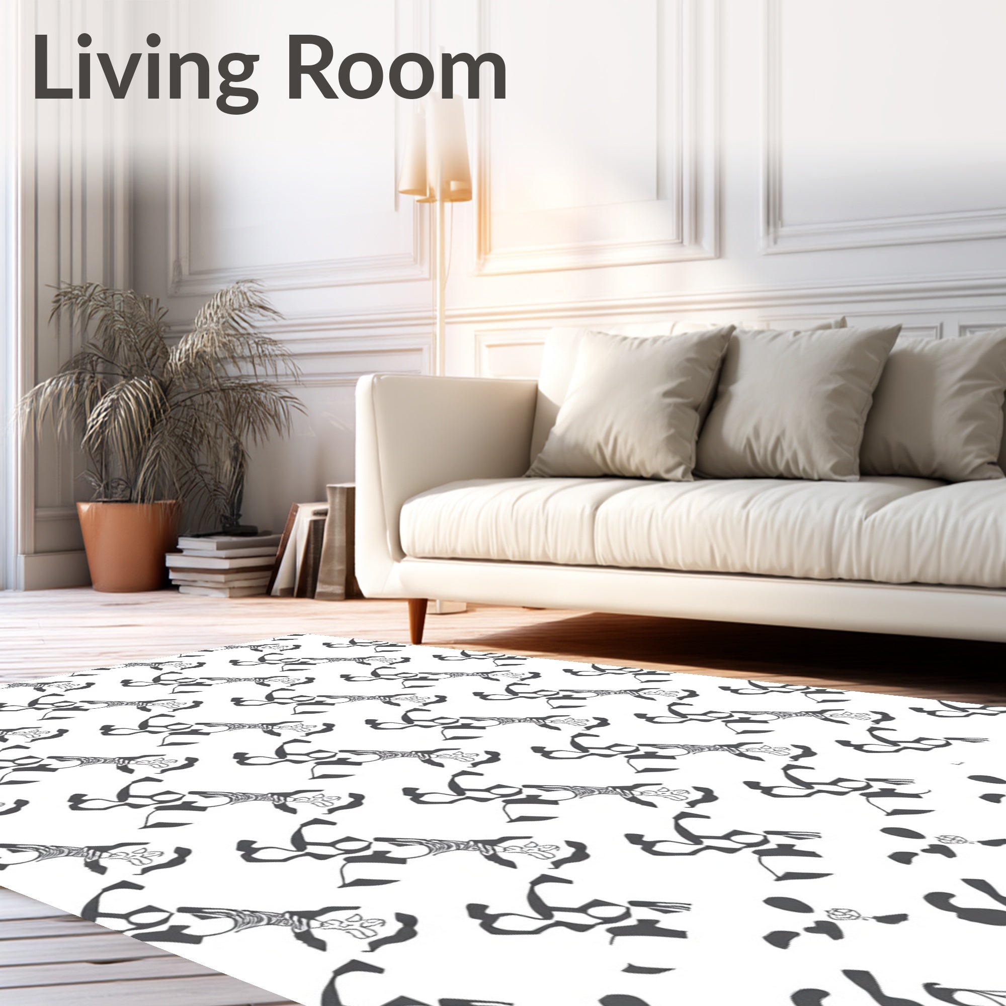 Abstract Skeleton Floral Pattern Rug