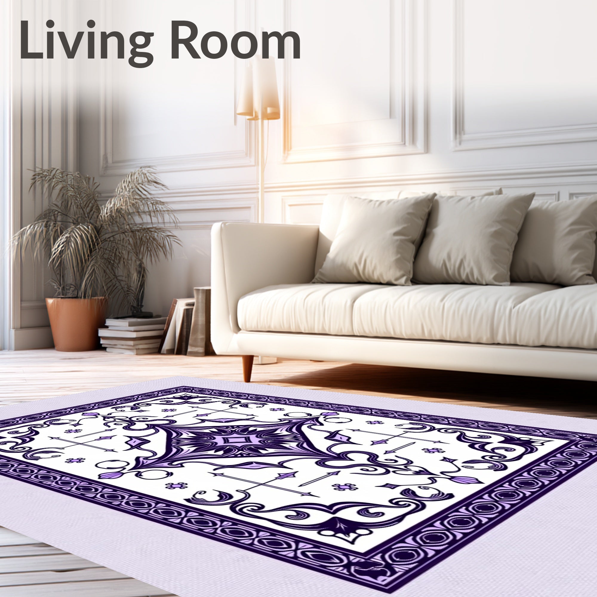 Elegant Purple Floral Mandala Pattern Rug