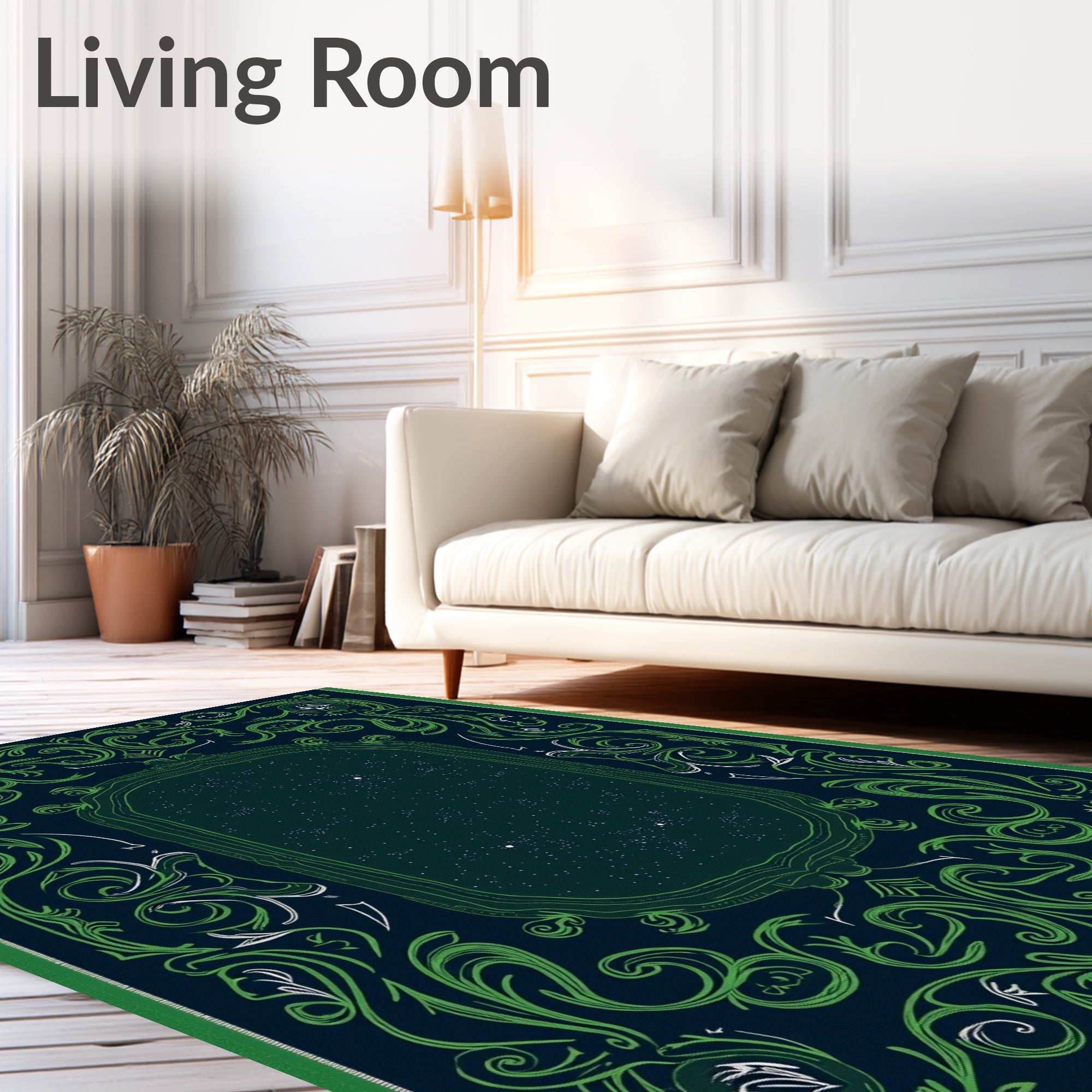 Vintage Starry Night Floral Vine Rug