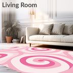 Pink Swirl Abstract Wave Pattern Rug