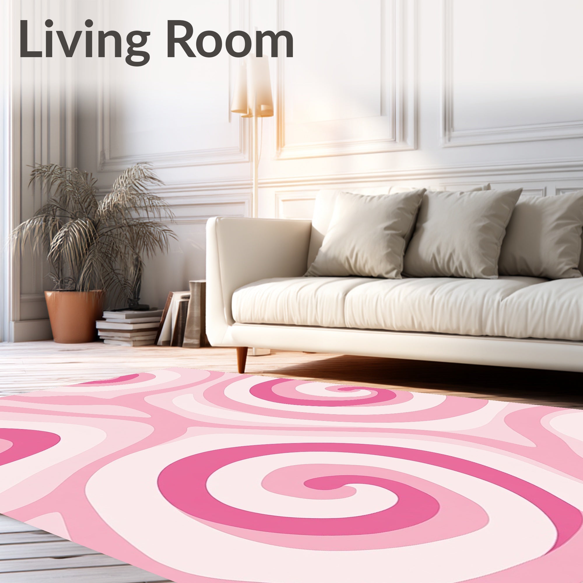Pink Swirl Abstract Wave Pattern Rug