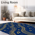 Golden Musical Notes Wavy Pattern Rug