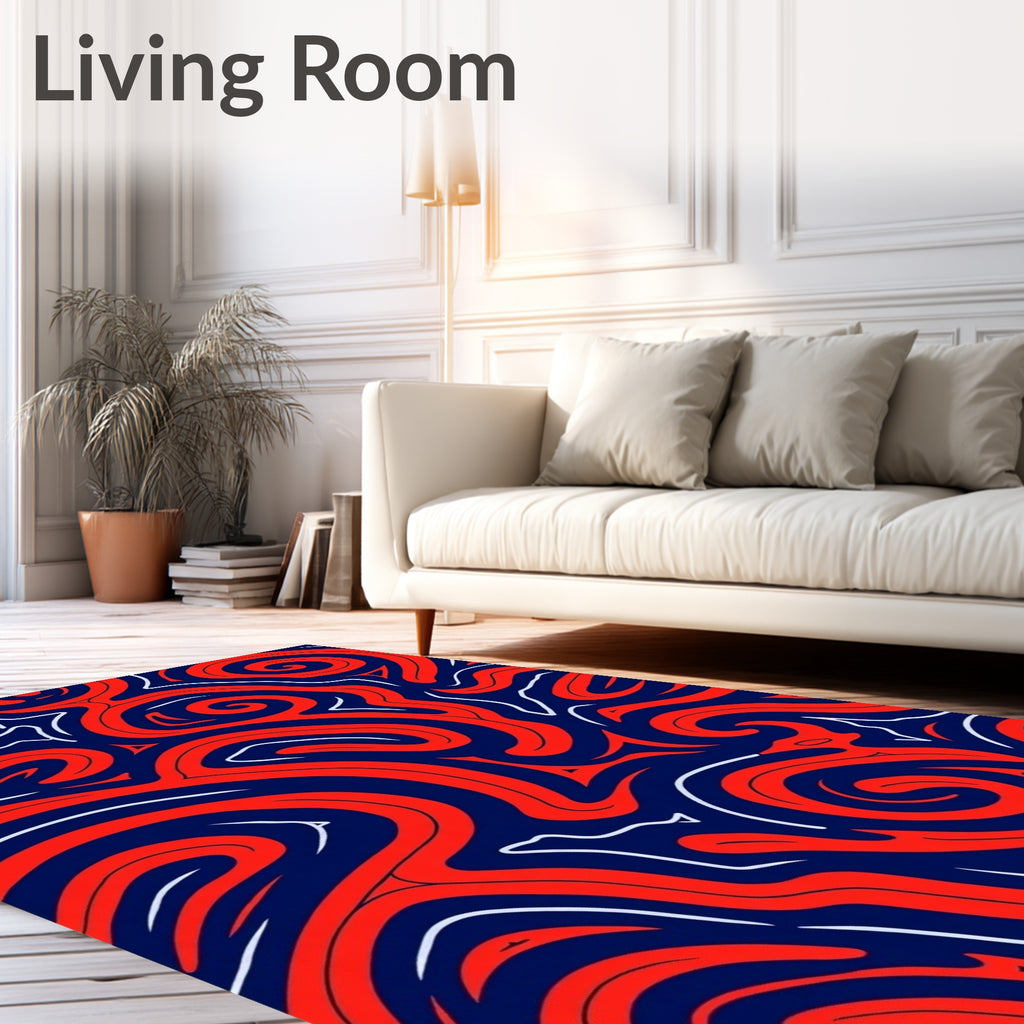Abstract Swirl Red Blue Pattern Rug