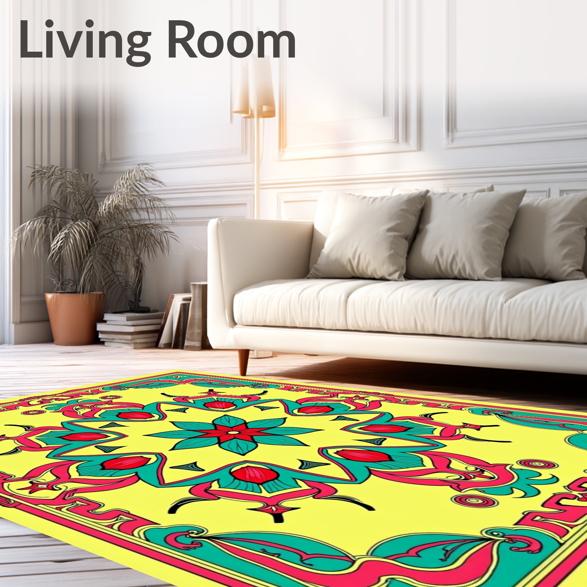 Vibrant Floral Medallion Pattern Rug