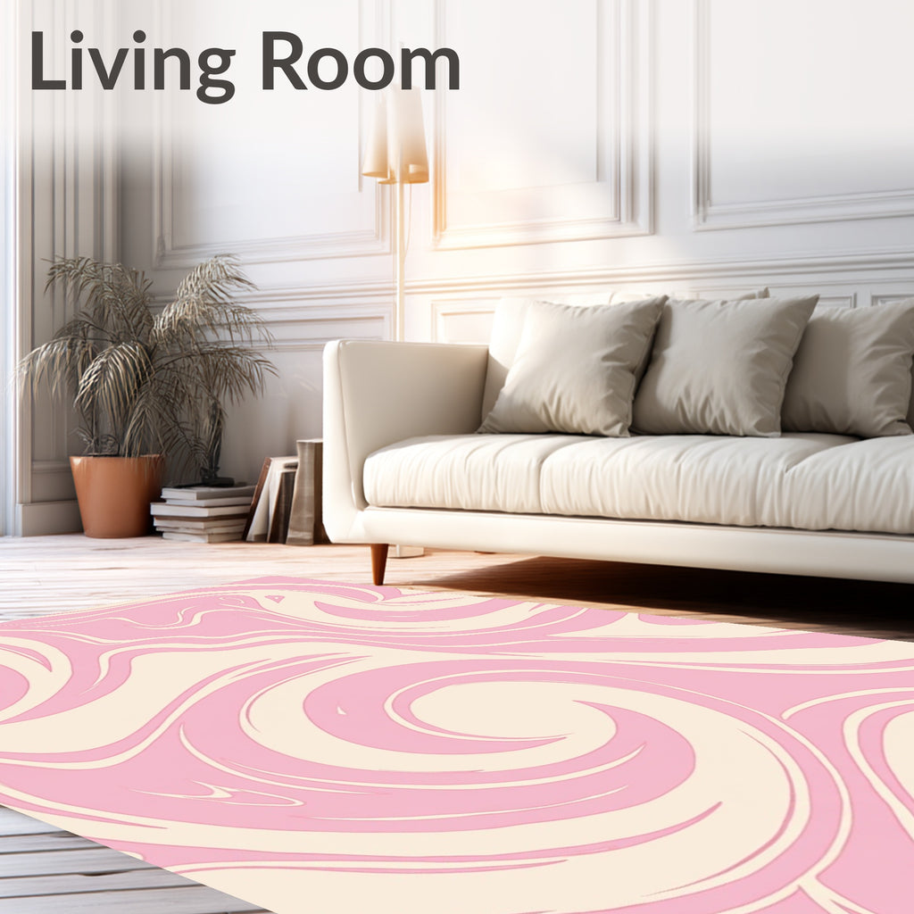 Pastel Pink Swirl Abstract Design Rug