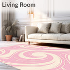 Pastel Pink Swirl Abstract Design Rug