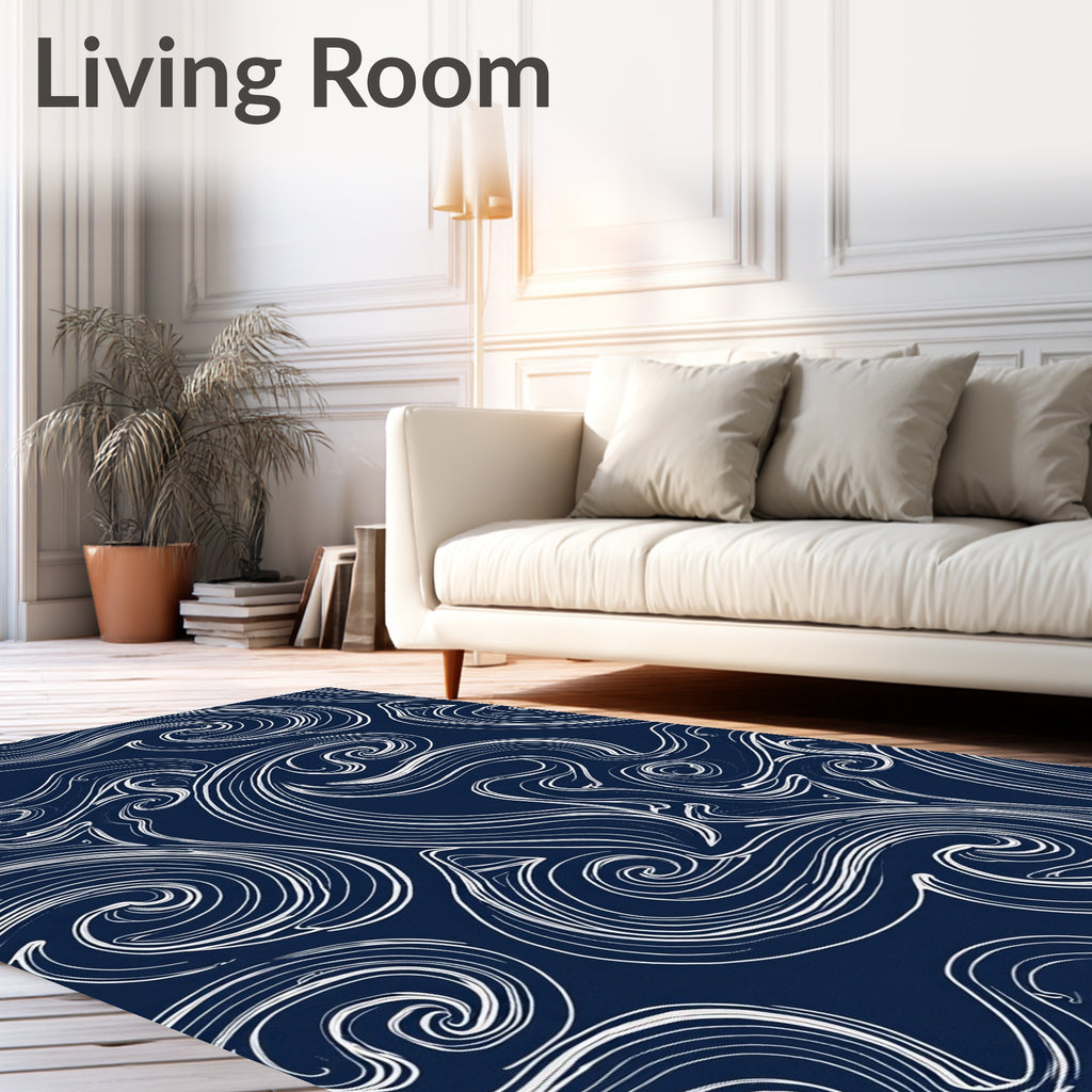 Blue Abstract Swirl Pattern Rug