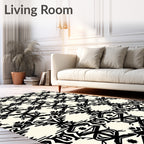 Bold Black Abstract Geometric Pattern Rug