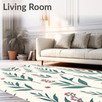 Botanical Leaf Flower Pattern Design Rug