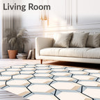 Pale Bone Hexagon Geometric Pattern Rug