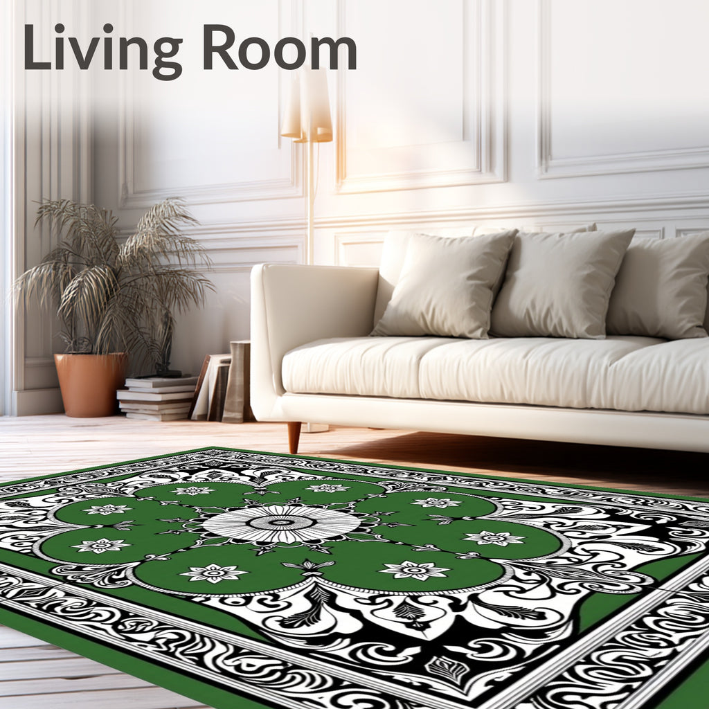 Emerald Floral Intricate Pattern Rug
