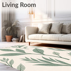 Green Leaf Pattern Print Rug