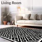 Monochrome Geometric Grid Pattern Rug