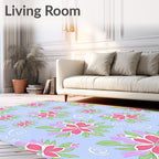 Pink And Purple Floral Swirl Pattern Rug