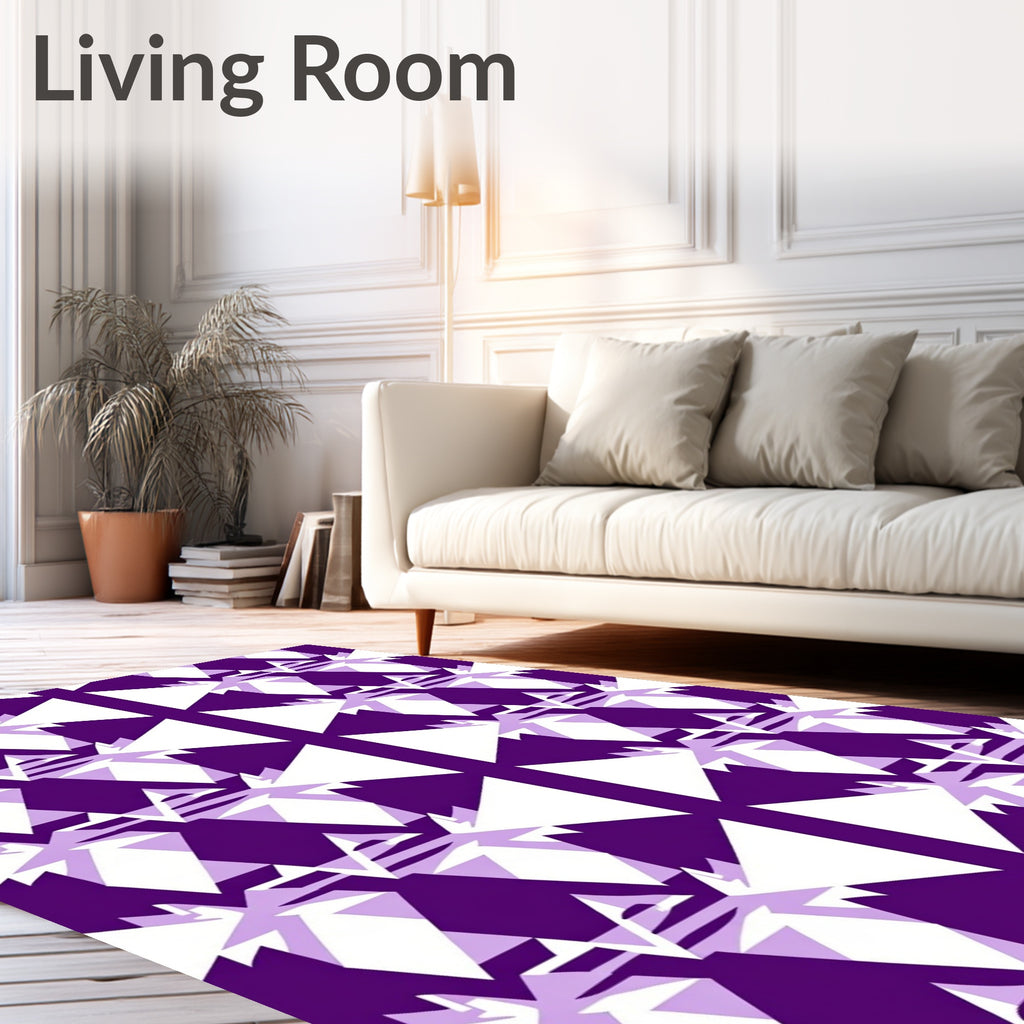 Purple White Geometric Triangle Pattern Rug