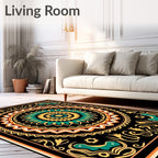 Intricate Mandala Patterned Jewel Tones Rug