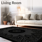 Dark Floral Scrollwork Centerpiece Rug