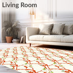 Curving Branch With Leaf Pattern Rug