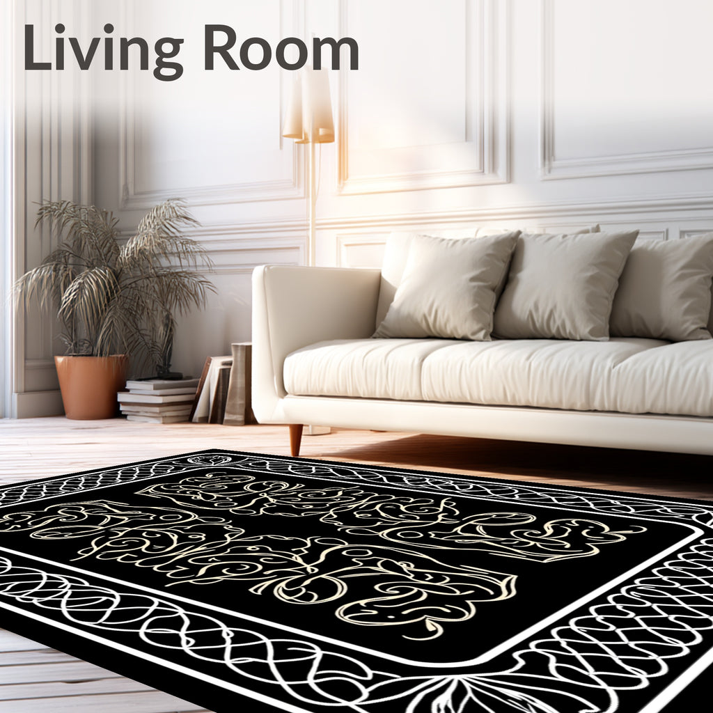 Ornate Intertwined Floral Pattern Rug
