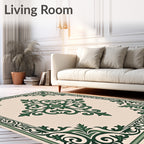Elegant Swirl Green Floral Pattern Rug